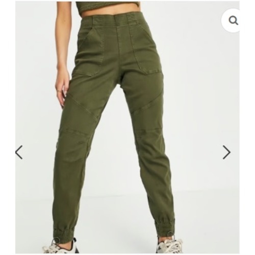 SPANX Stretch Twill Cargo Sculp Jogger Zip Ankle Flap Pockets Washed Black XS - Picture 1 of 8